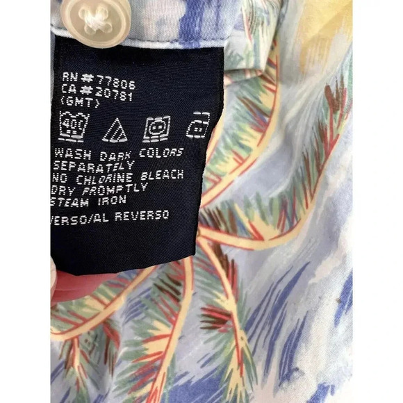 VINTAGE Tommy Hilfiger Men’s Palm Tree Hawaiian Button Front Short Sleeves LARGE - Picture 10 of 12